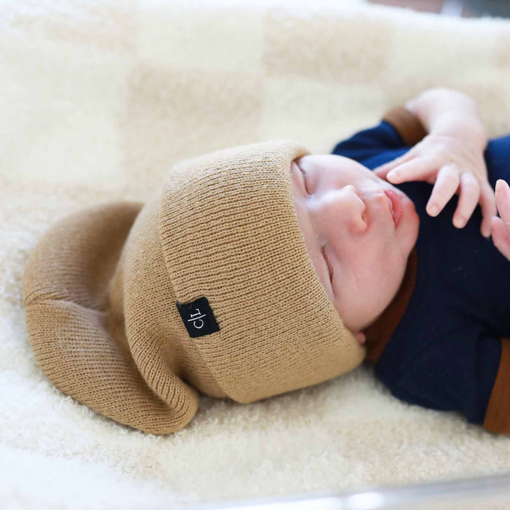 caramel slouch beanie for babies 