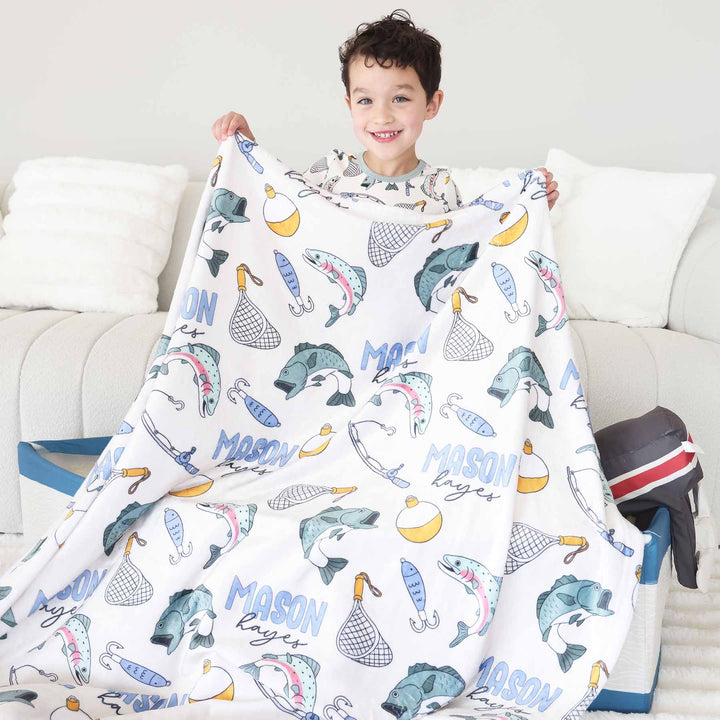 catch of the day personalized blanket for kids 