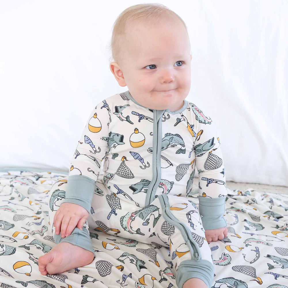 fishing bamboo pajama romper
