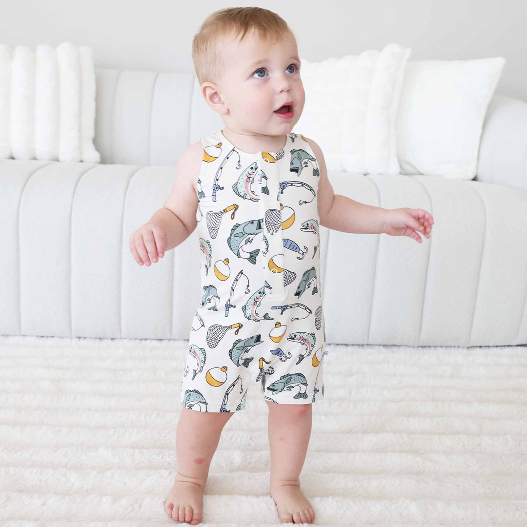 Sleeveless Snap Romper | Catch of the Day