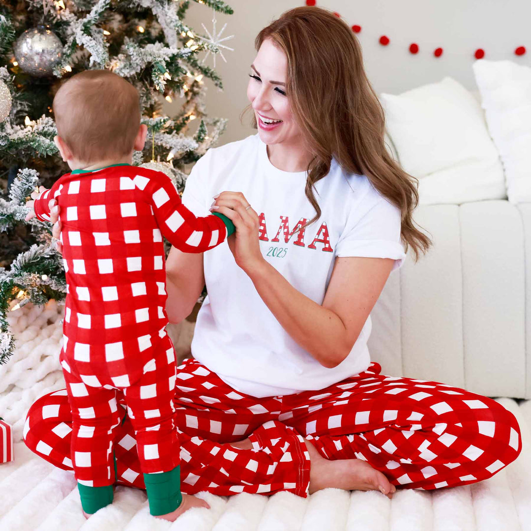 red and white check christmas lounge pants unisex 