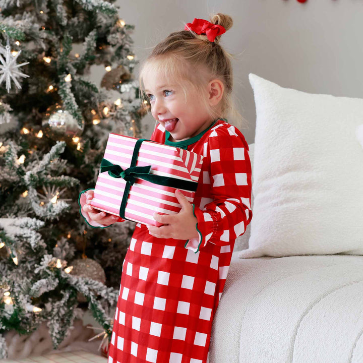 checking it twice long sleeve full length christmas nightgown for kids 