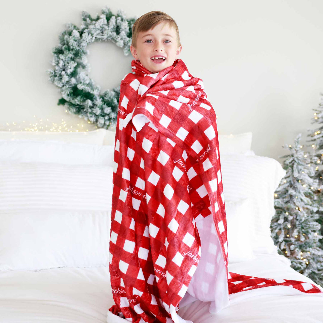 personalized christmas blanket that matches kids pjs 