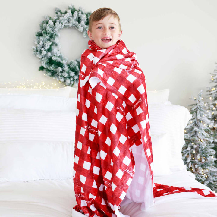 personalized christmas blanket that matches kids pjs 