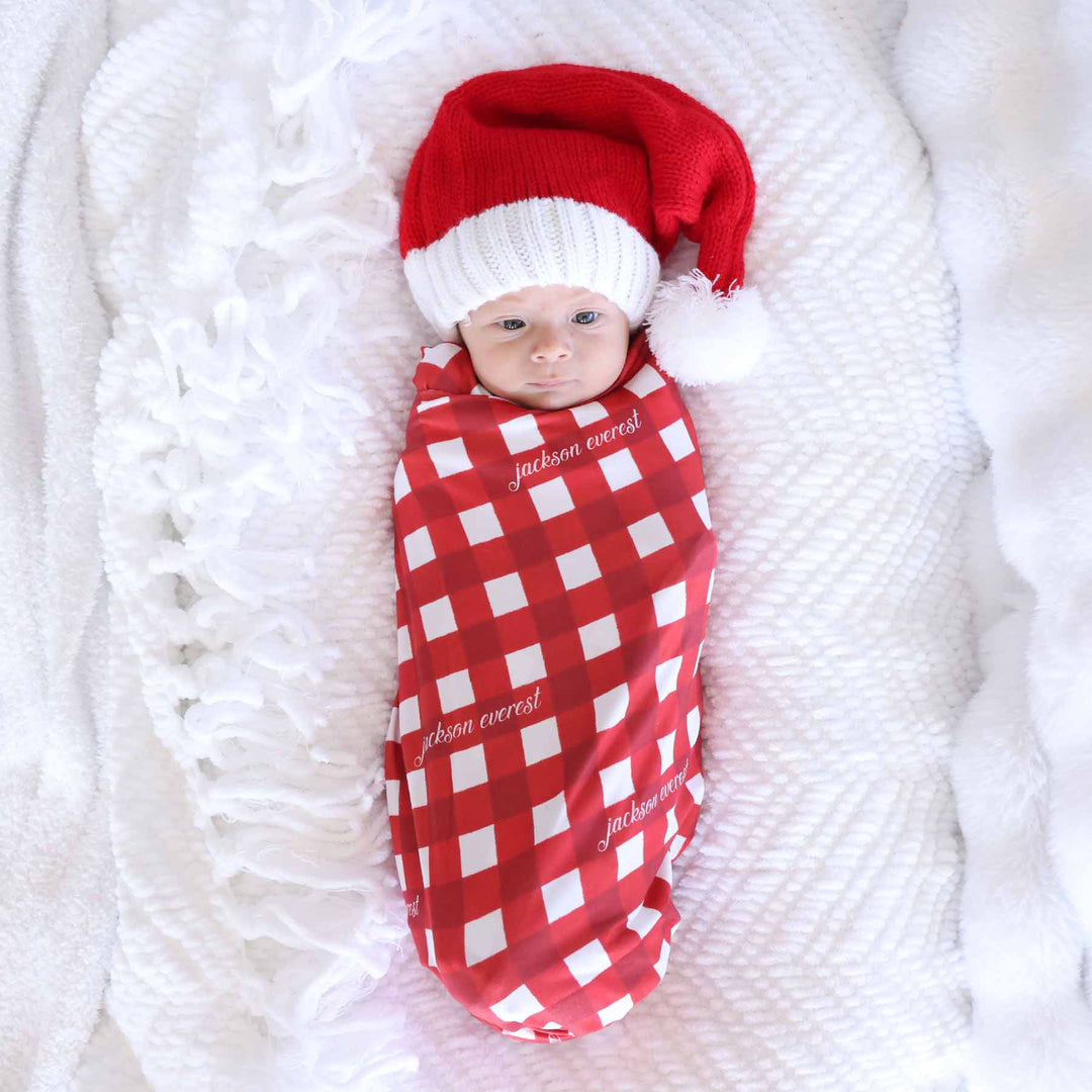 checking it twice personalized swaddle blanket for newborns 