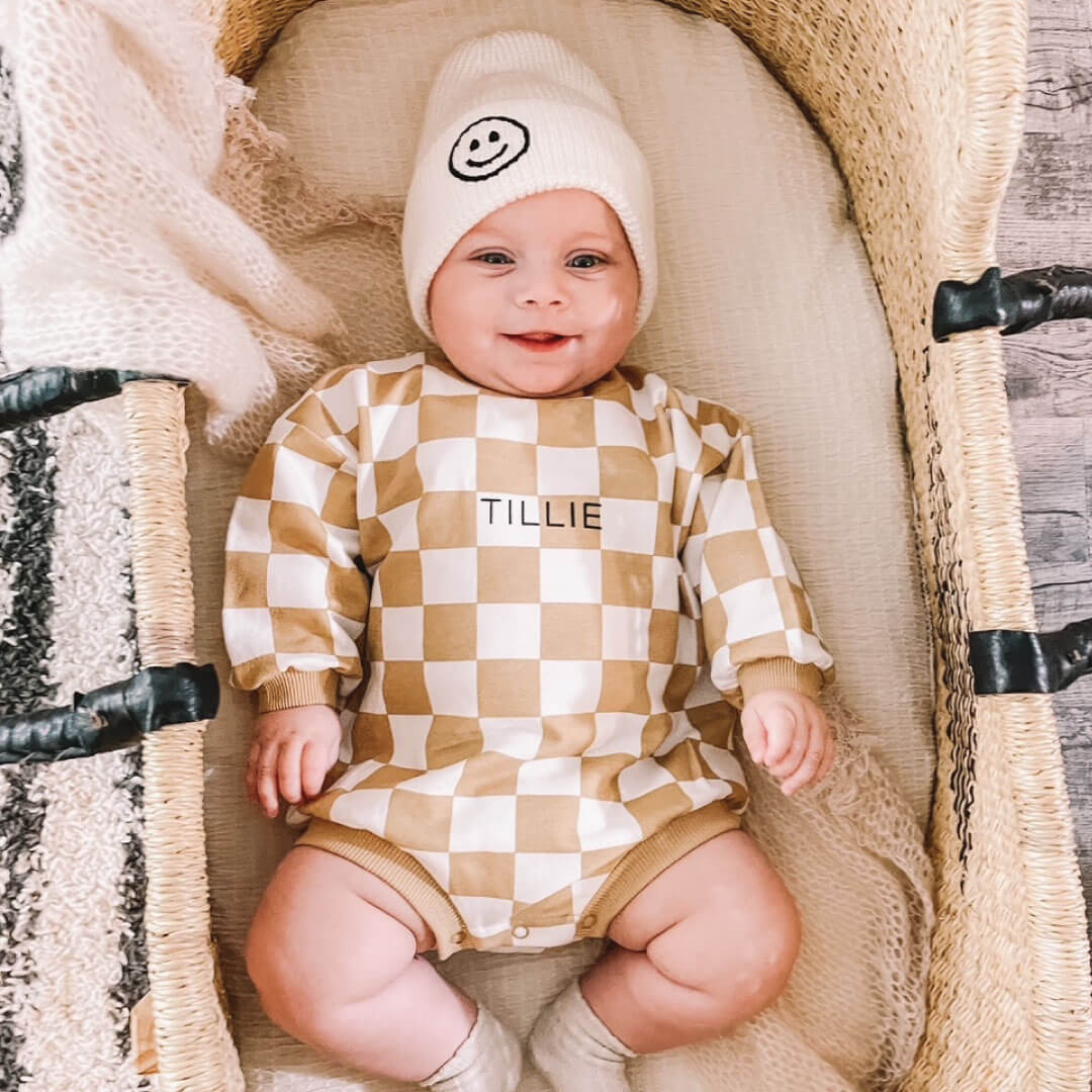 Toddler Baby Boy Checkerboard Print Romper