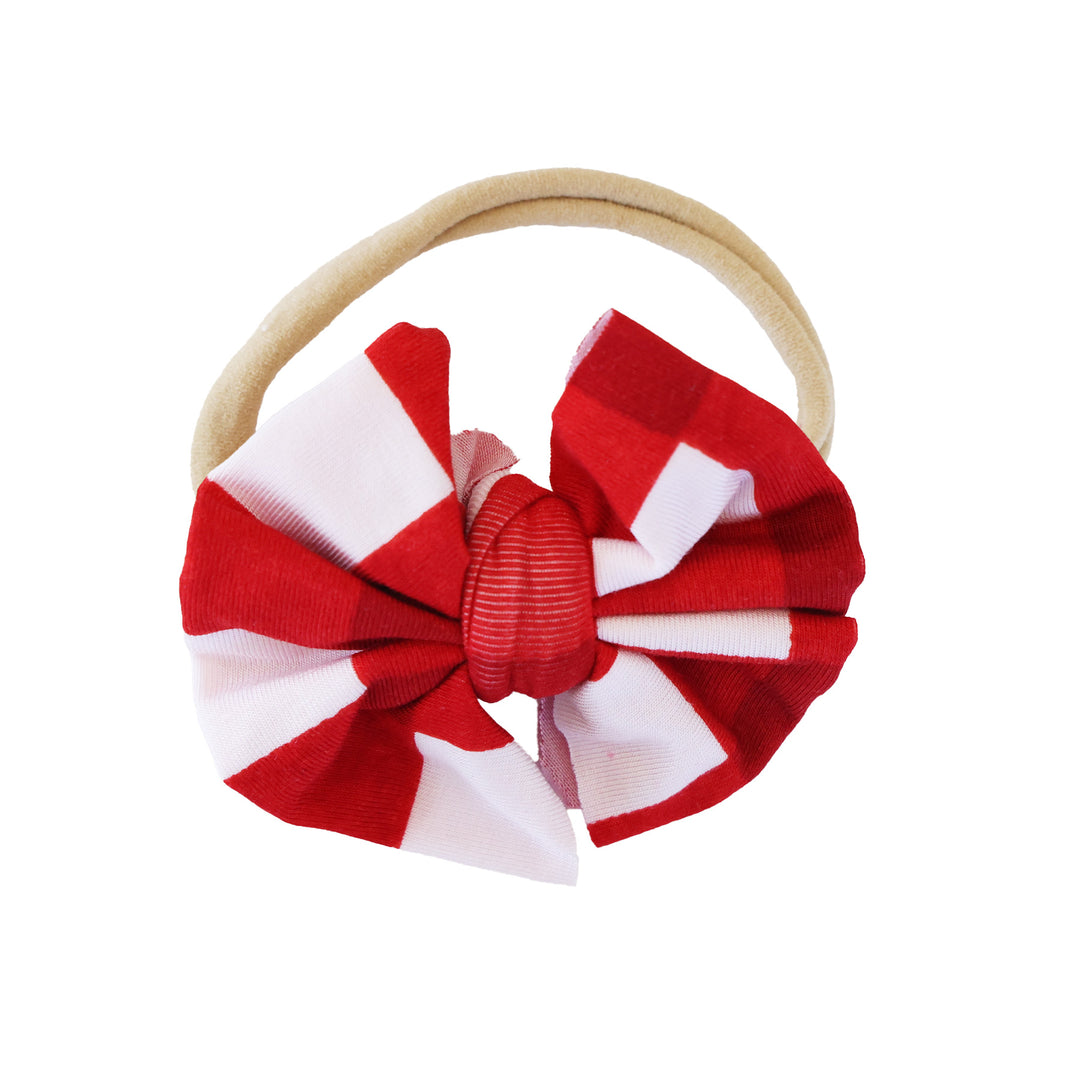 checking it twice knit bow headband for girls 