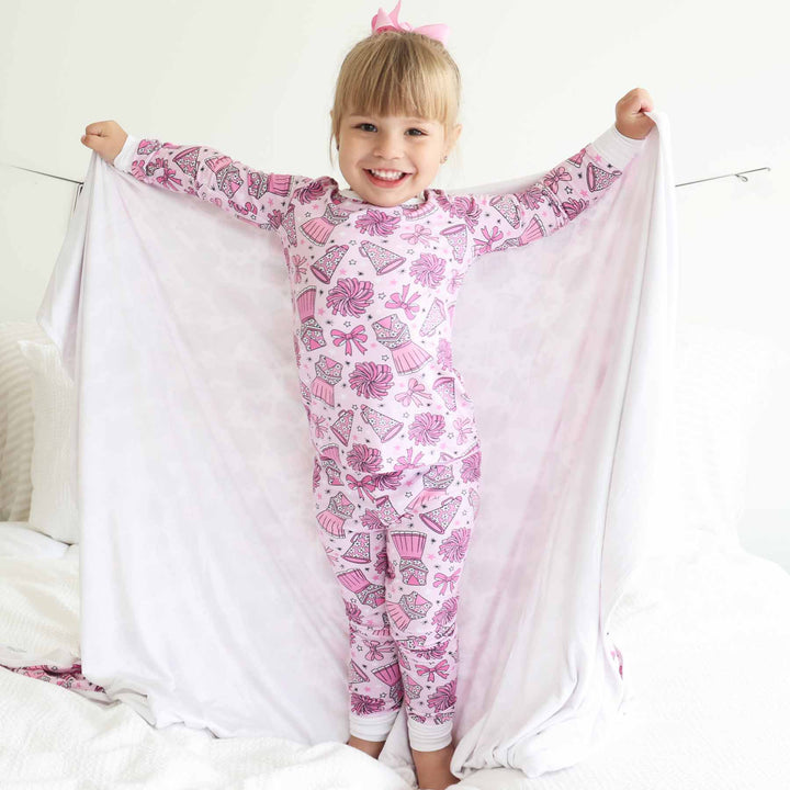 cheer squad pajama set for girls pink