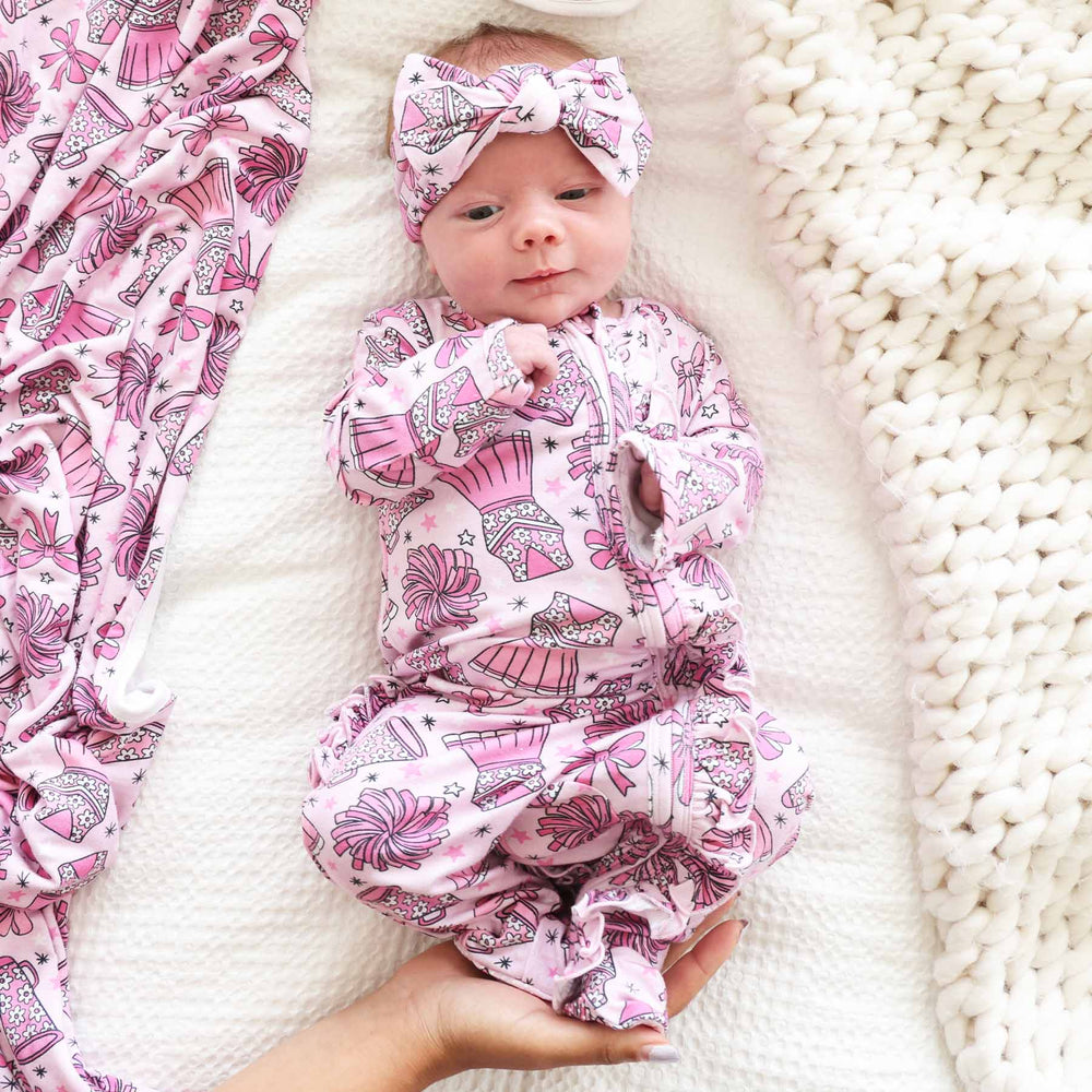 pink cheer headwrap for babies 