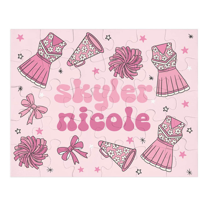 pink cheer personalized kids puzzle 