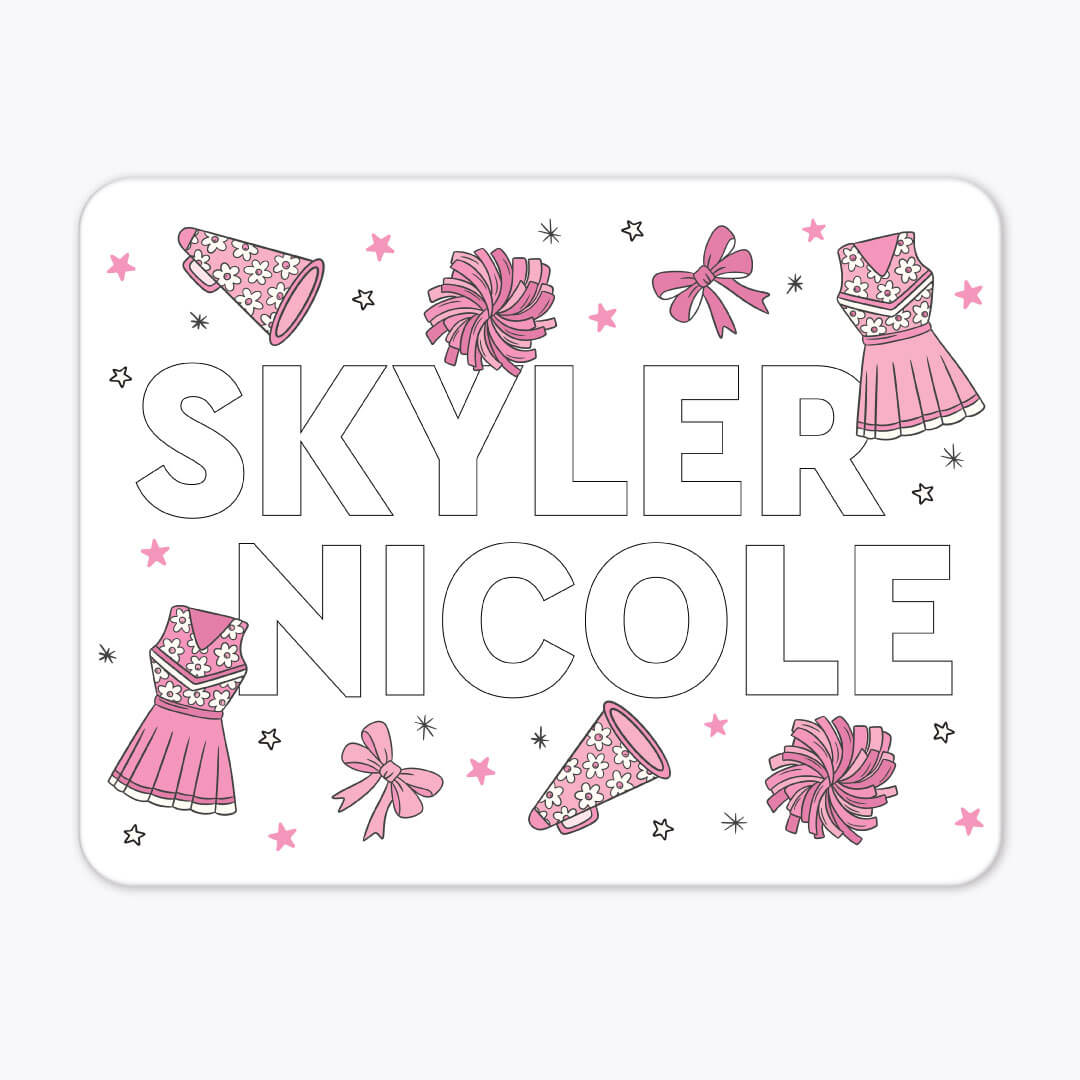 pink cheer personalized whiteboard 