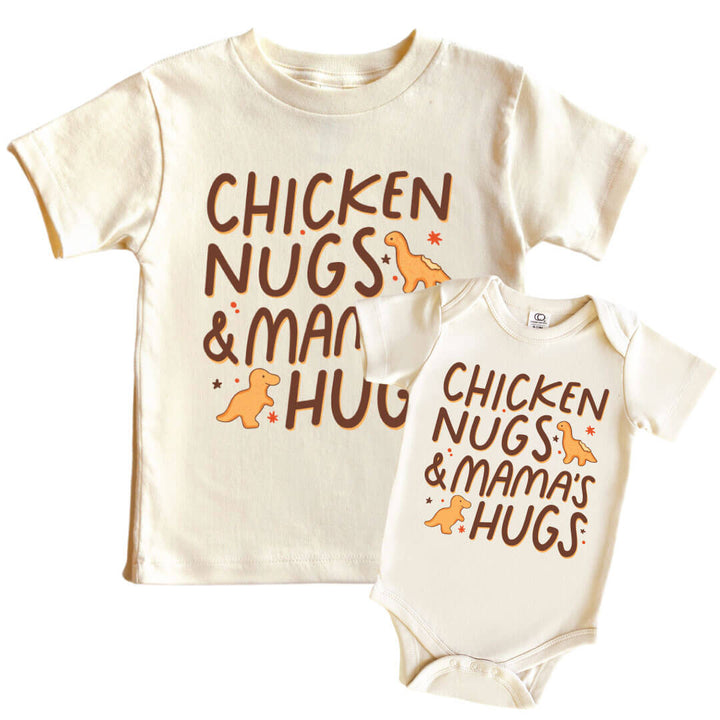 chicken nugs and mama's hugs graphic tee and bodysuit 