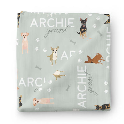 sage chihuahua swaddle blanket 
