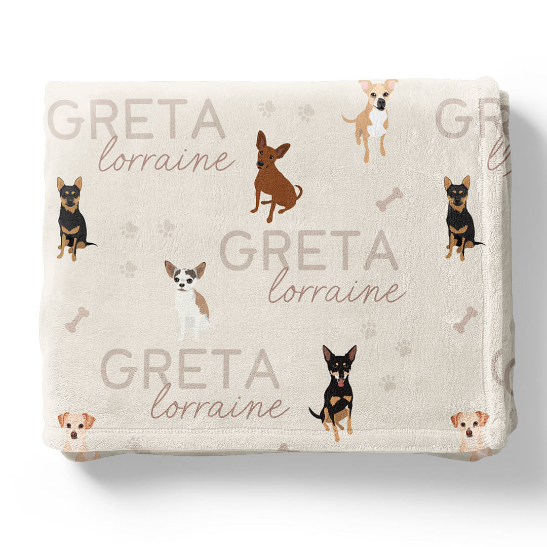 chihuahua personalized kids blanket neutral