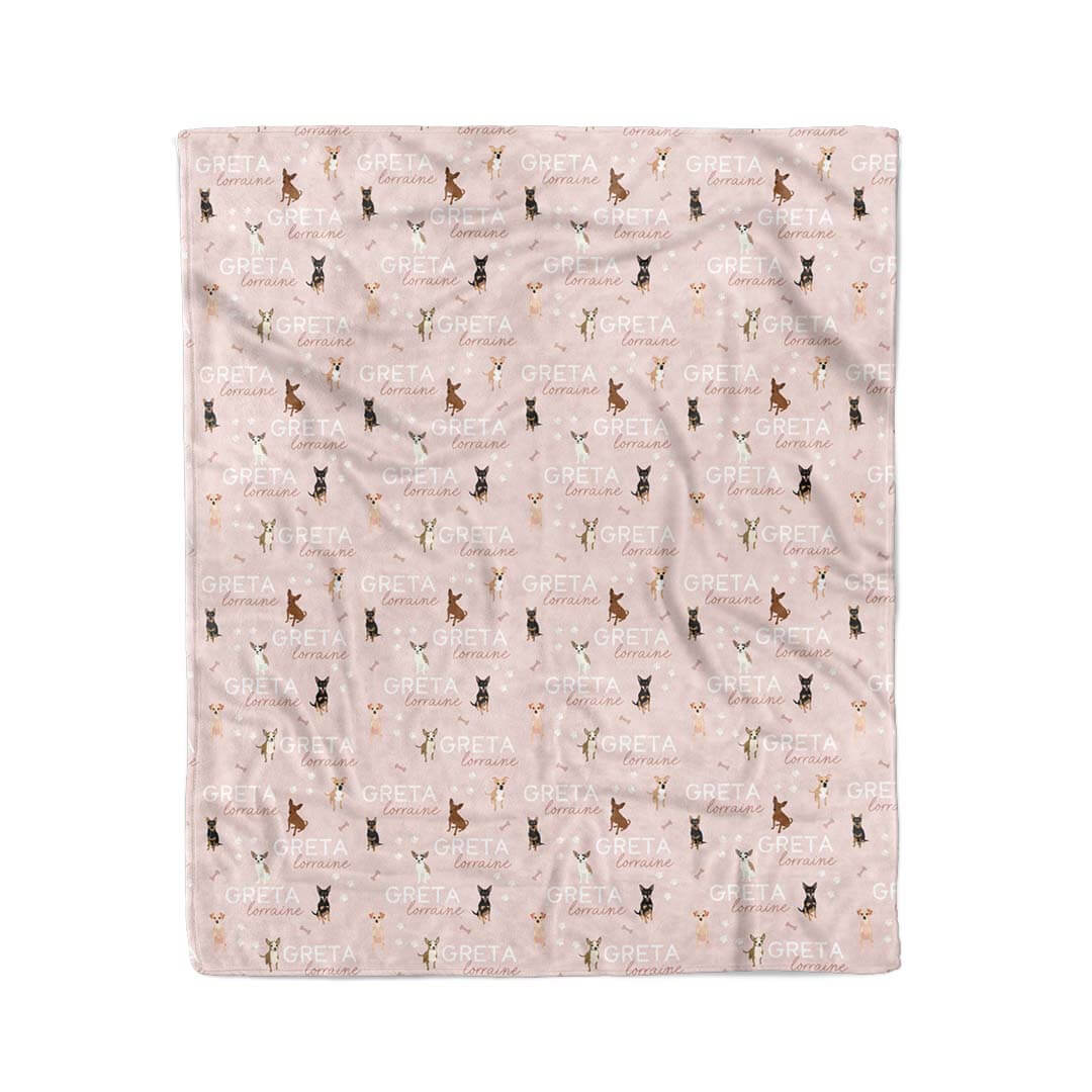 pink chihuahua personalized kids blanket