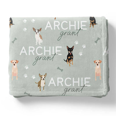 sage personalized kids blanket with chihuahuas
