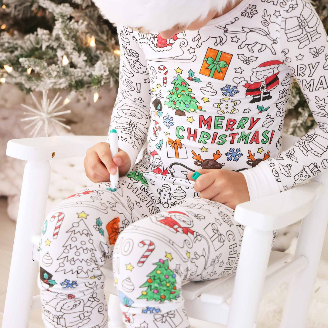 kids gender neutral colorable two piece kids pajama set 
