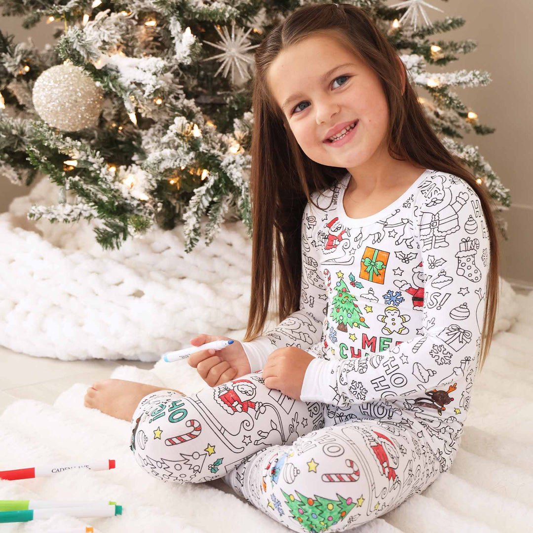 colorable christmas pj set for kids made of bamboo viscose 