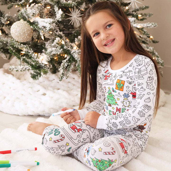 colorable christmas pj set for kids made of bamboo viscose 
