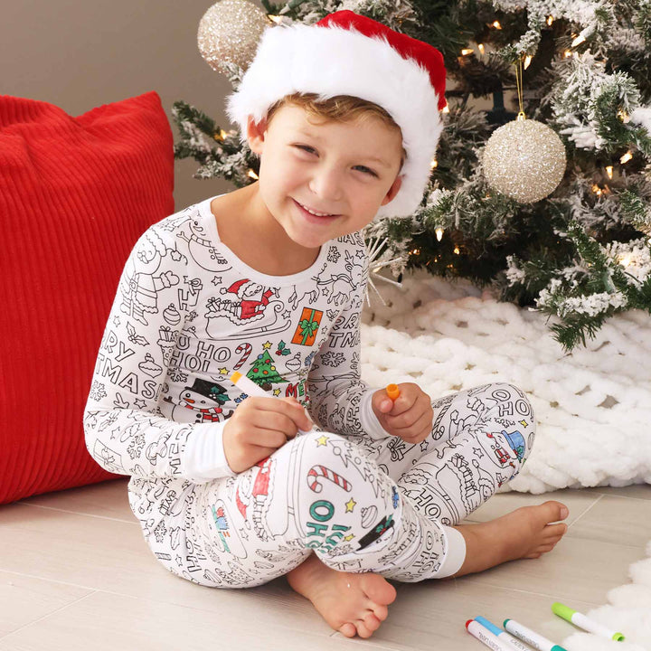 Colorable Two-Piece Pajama Set | Christmas Morning