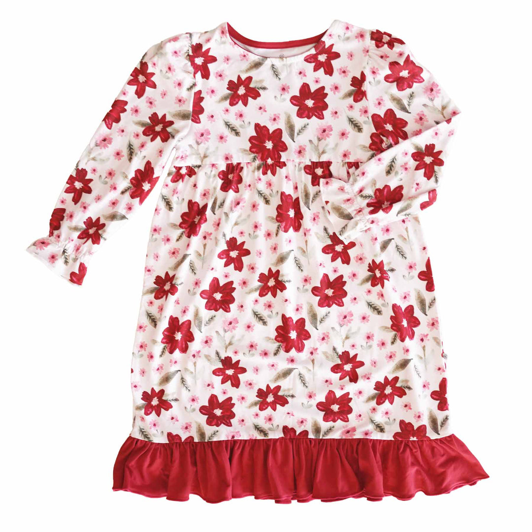 long sleeve ruffle nightgowns for toddlers and kids christmas floral