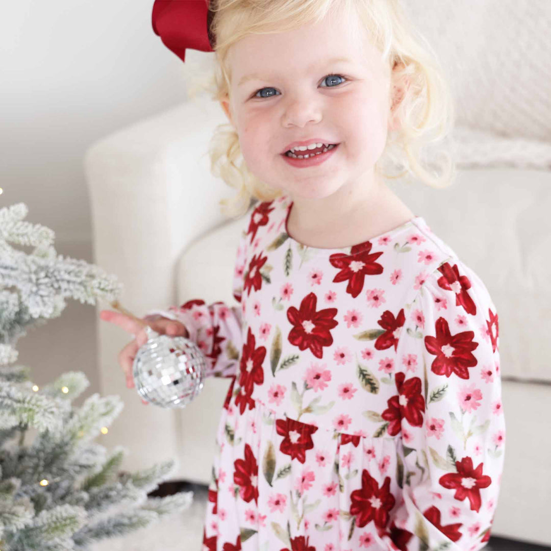 girls christmas nightgown red floral