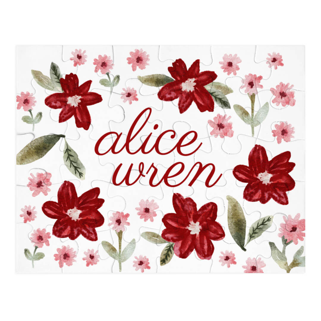 christmas floral personalized puzzle for kids