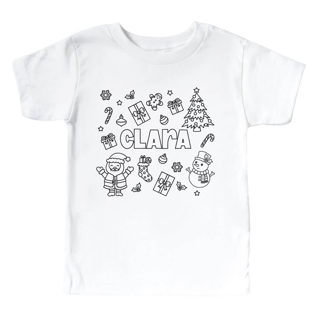 colorable christmas tshirt for kids with name