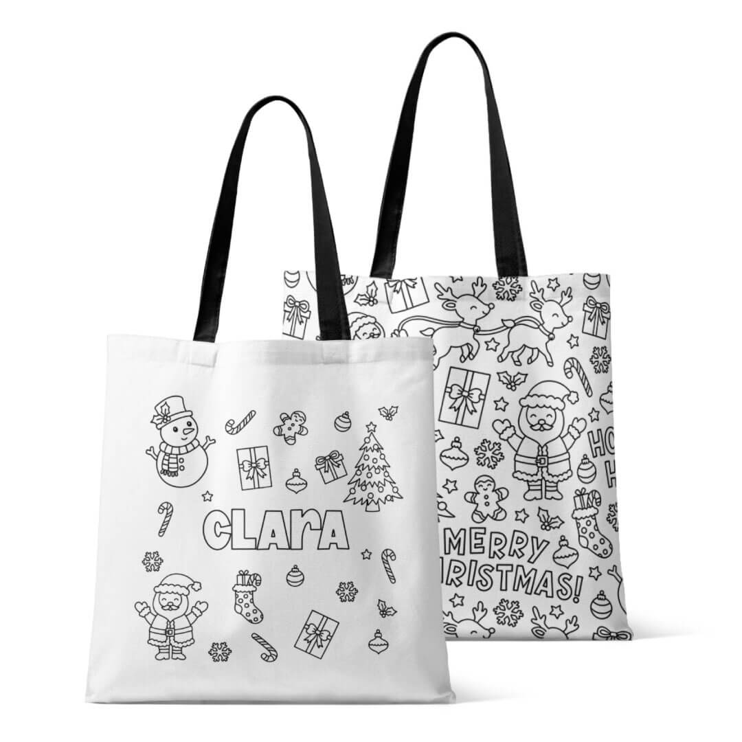 Colorable Personalized Tote Bags | Christmas Morning