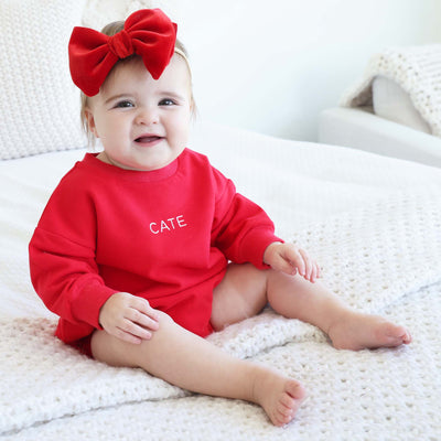 red christmas personalized sweatshirt bubble romper 