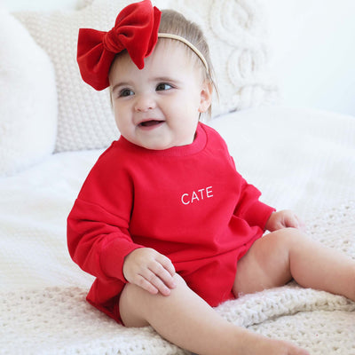 christmas bubble romper for baby personalized with name 