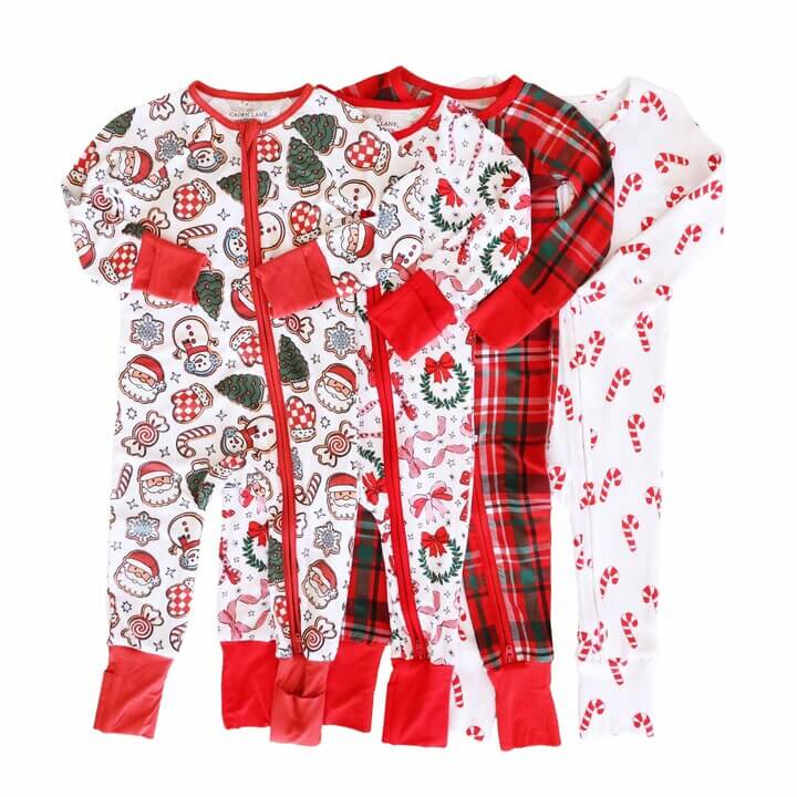 Christmas Convertible Zip Rompers*