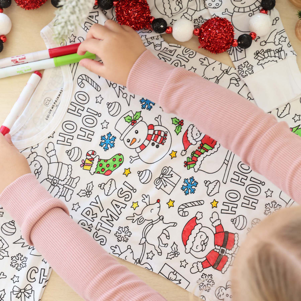 christmas colorable pajamas for kids