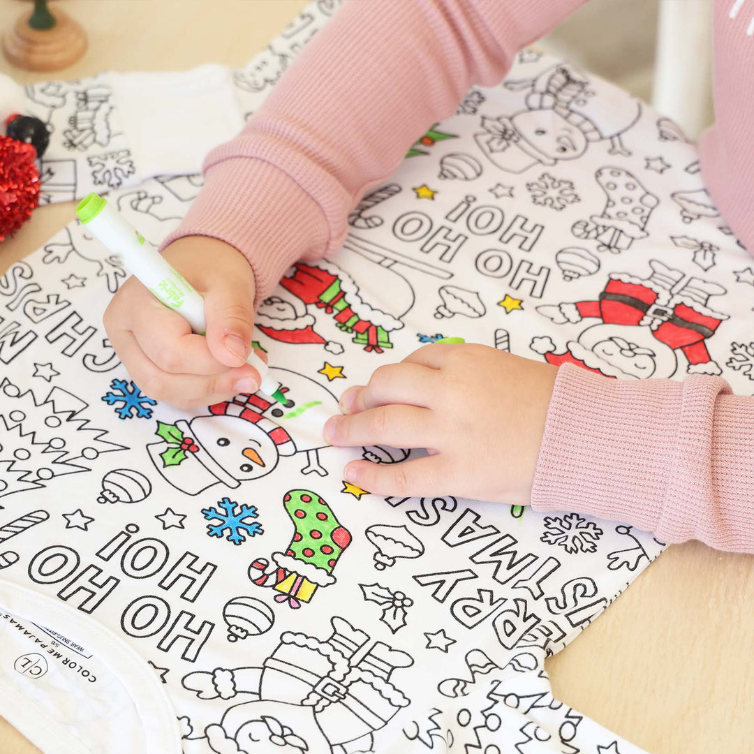 christmas colorable pajamas for kids