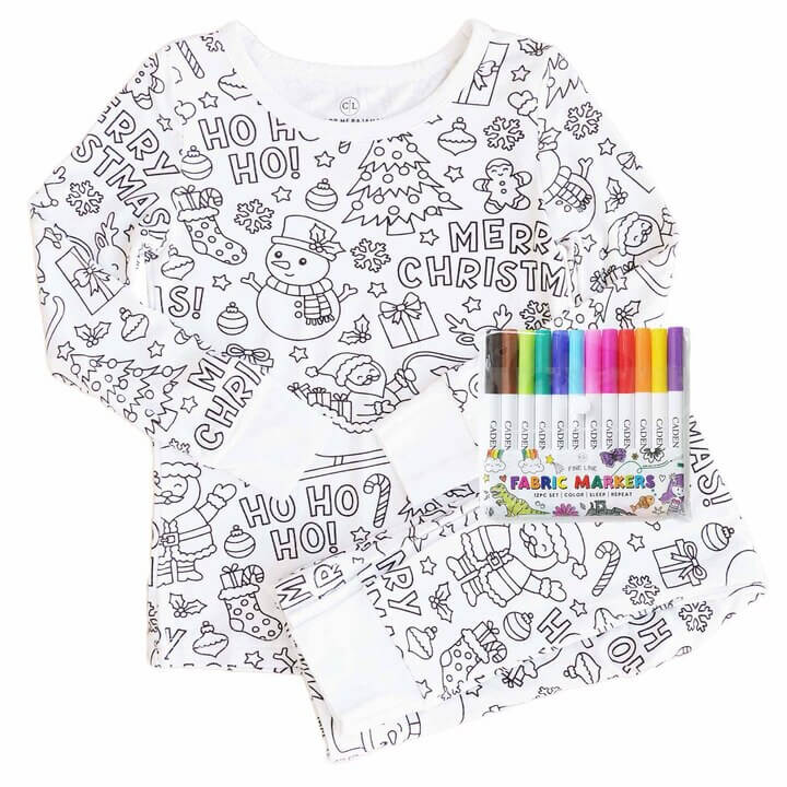 Colorable Two Piece Pajama Set | Christmas Morning