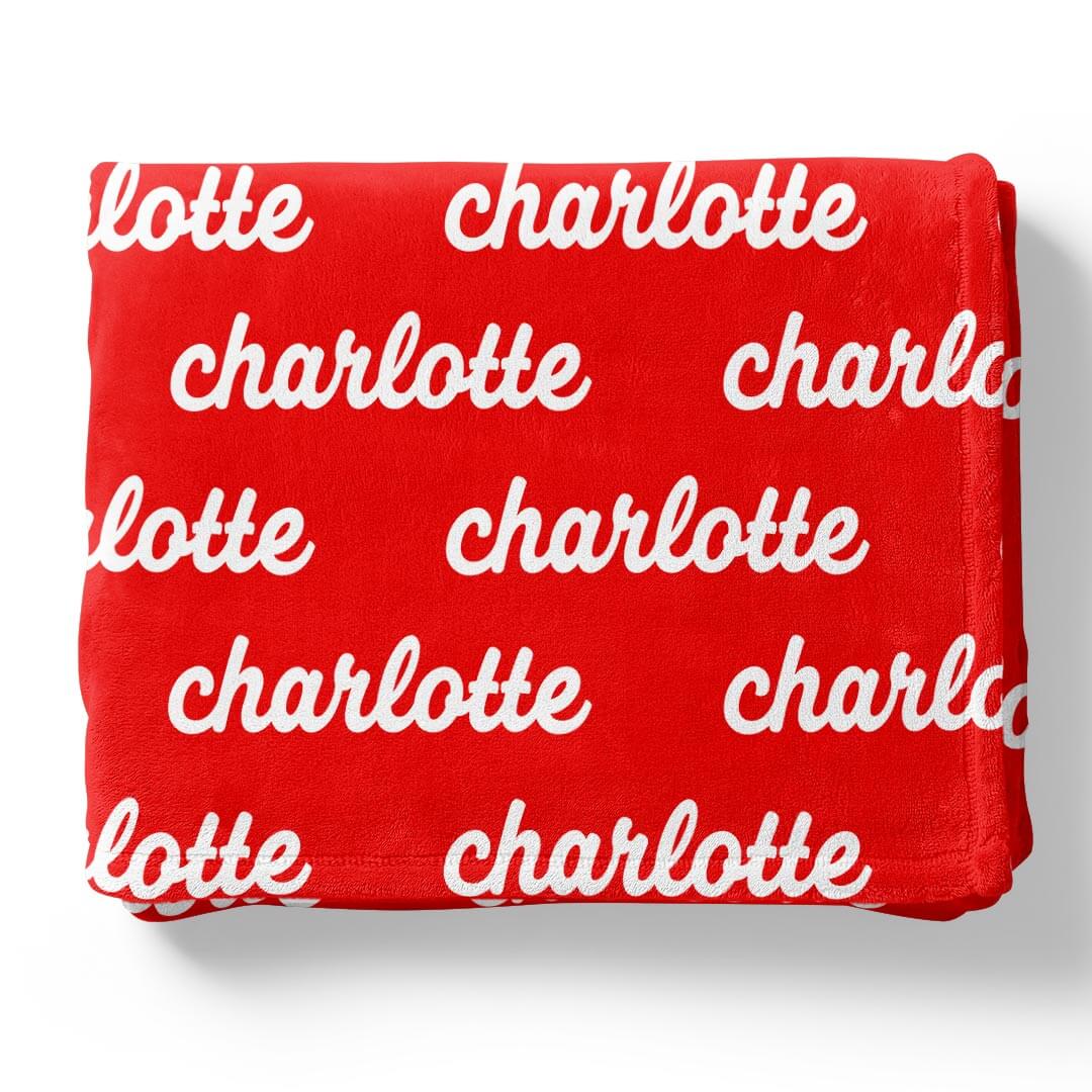 cinnamon candy personalized kids blanket script font 