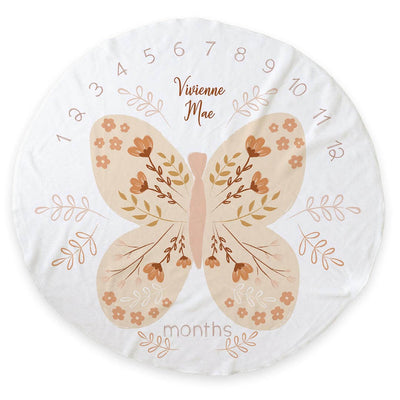 personalized round blanket butterfly 
