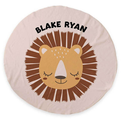 personalized circle blanket with lion 