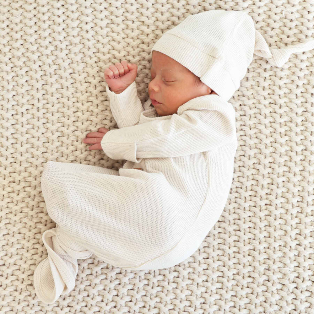 cloud waffle newborn knot gown for babies 