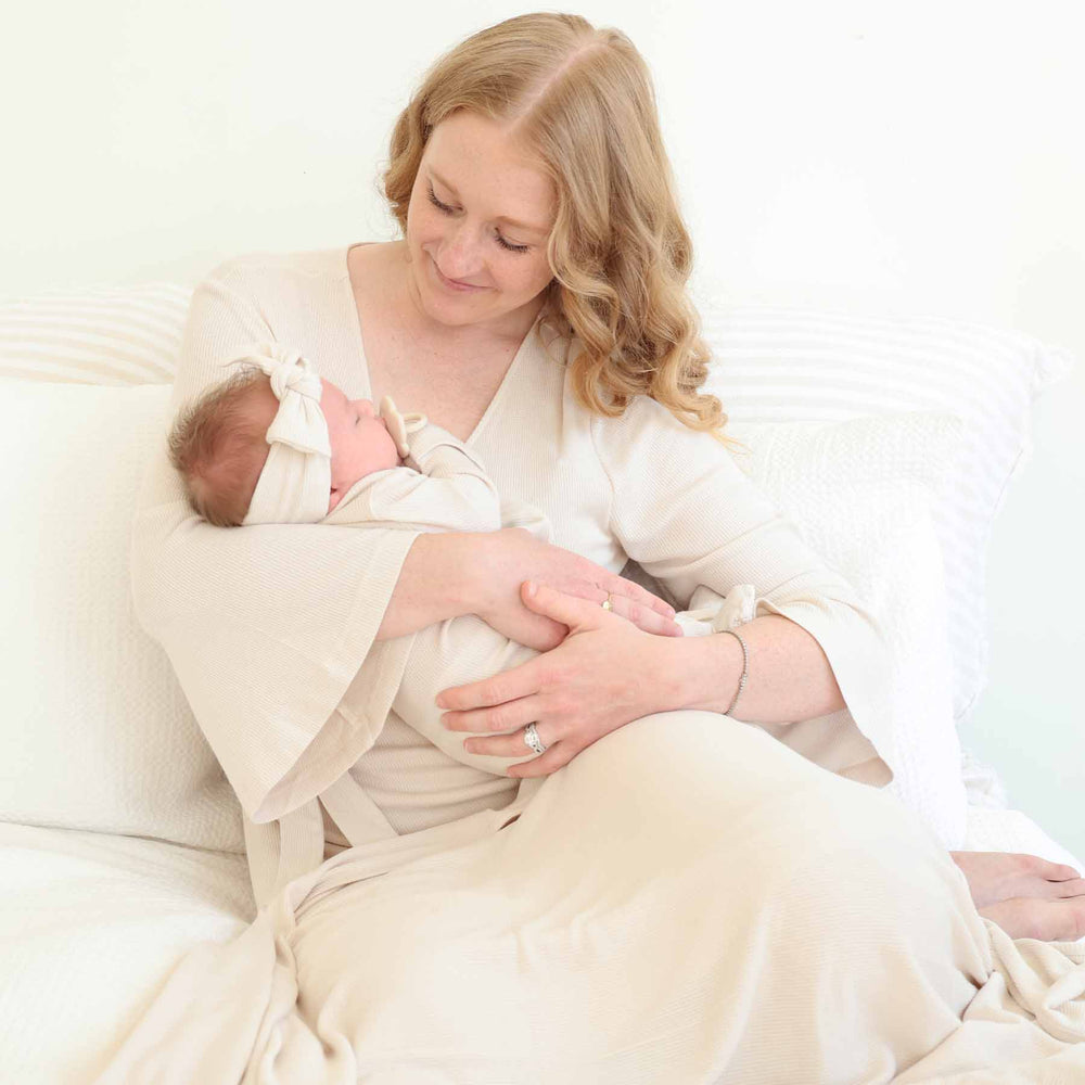 cloud waffle bamboo knit maternity robe 