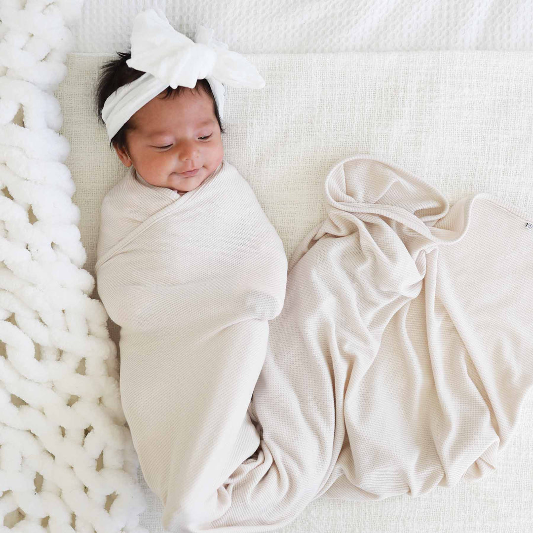 off white baby swaddle blanket 