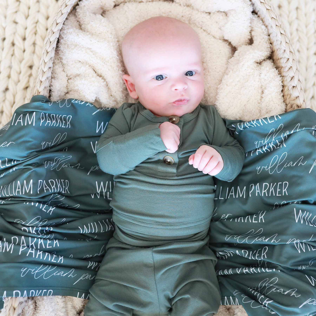 dark green two piece pajama set for babies