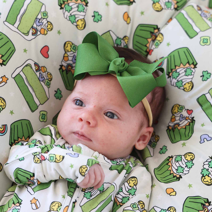 clover green ribbon bow headband 