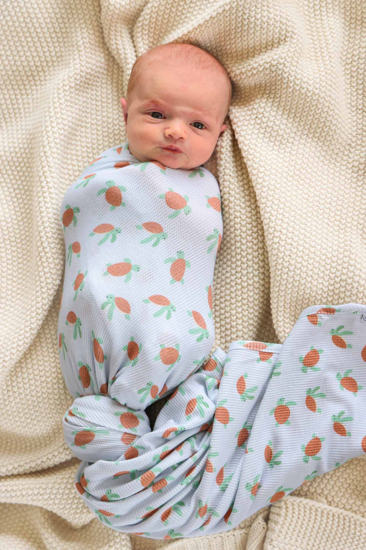 ocean and turtle print bamboo waffle oversized swaddle blanket coastal cruisers