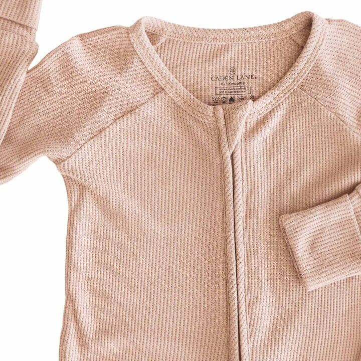 bamboo waffle convertible zip romper pajama for babies and toddlers gender neutral
