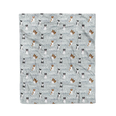 personalized kids blanket with collies blue