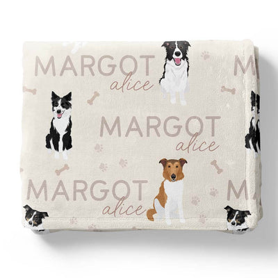 neutral personalized collie blanket 