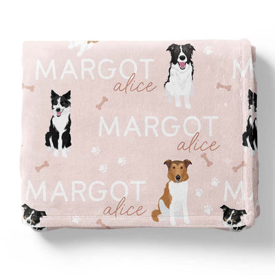 collie personalized kids blanket pink