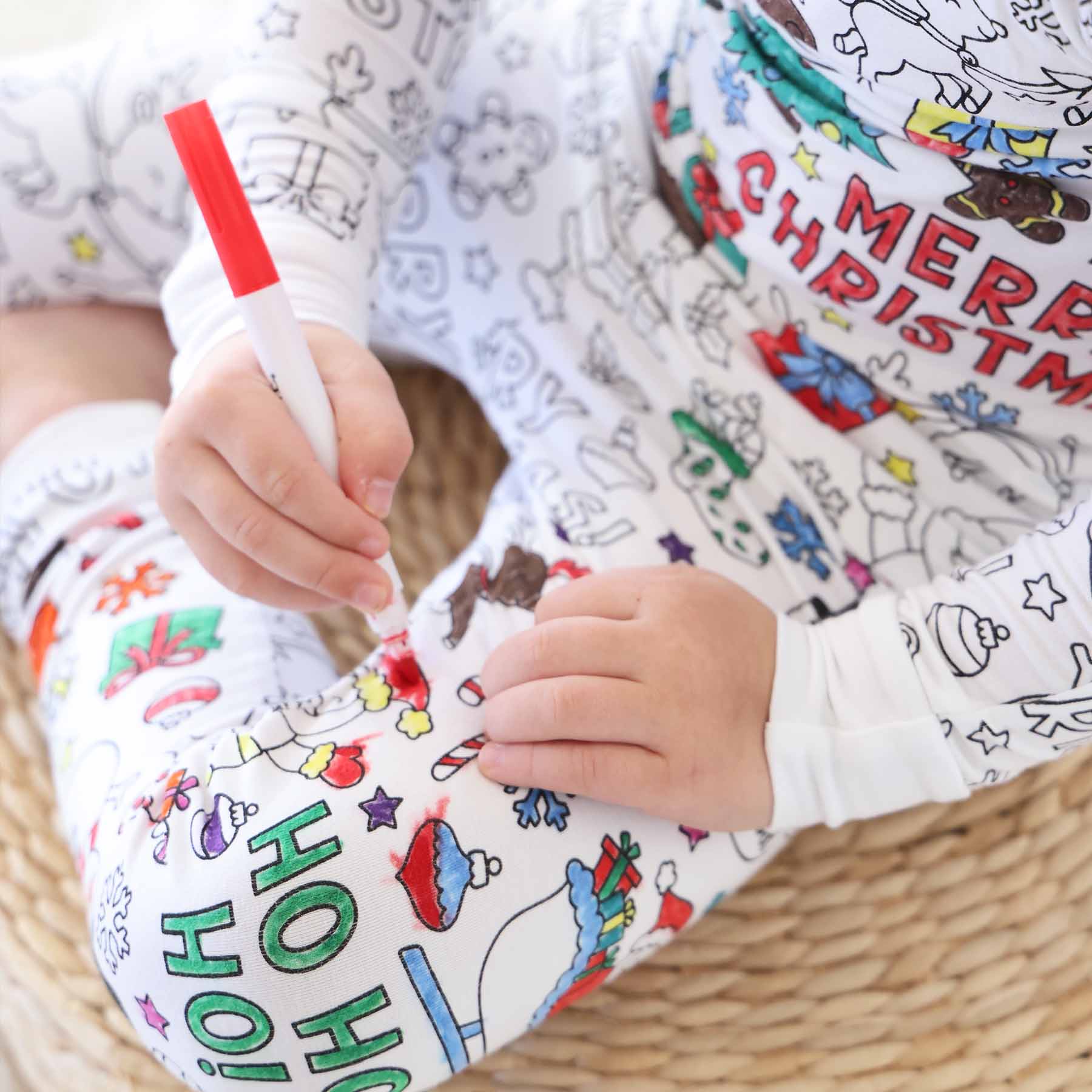 Colorable Two Piece Pajama Set | Christmas Morning