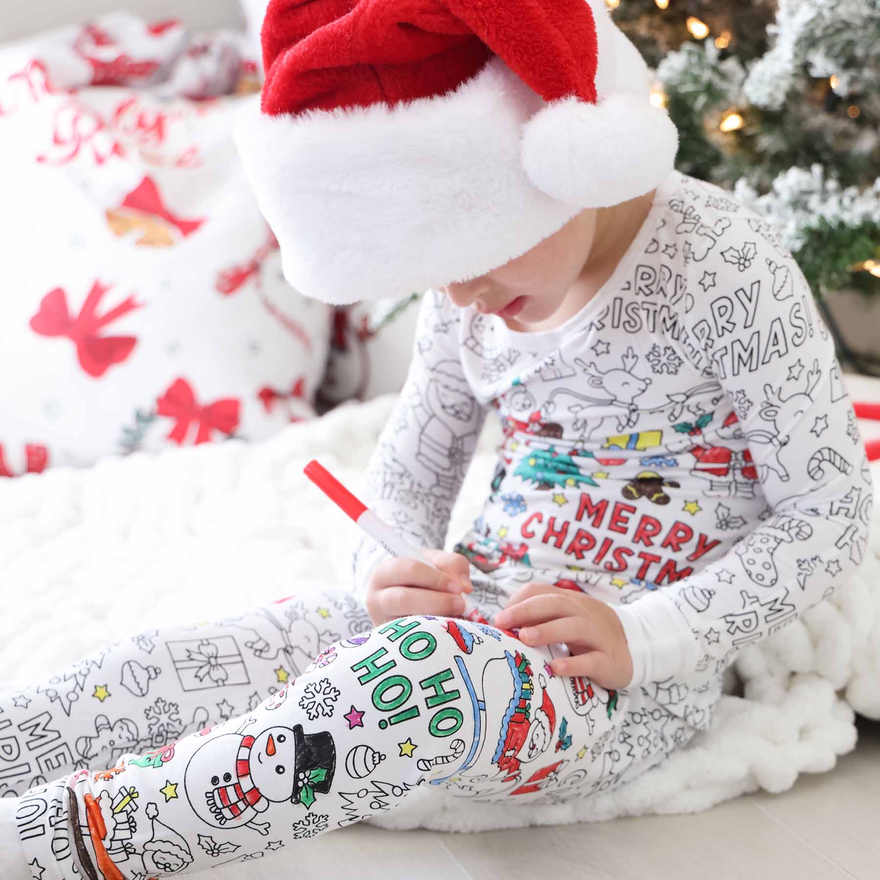 Colorable Two Piece Pajama Set | Christmas Morning